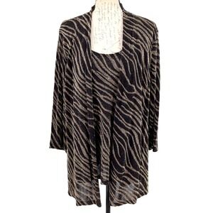 J. M. COLLECTABLES Top LARGE Black Gold Animal Rayon Blend Cruise Resort Great